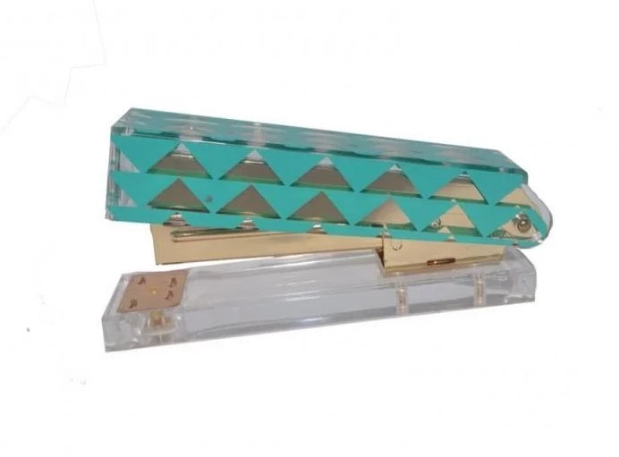 Acrylic & Gold Stapler by Hamster London - A Classic Modern Design to Brighten Up Your Desk – Elegant Office Desk Accessory Green