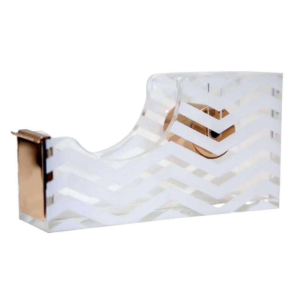 Hamster London Acrylic & Gold Tape Dispenser by Hamster London - A Classic Design to Brighten Up Your Desk and Office (White)