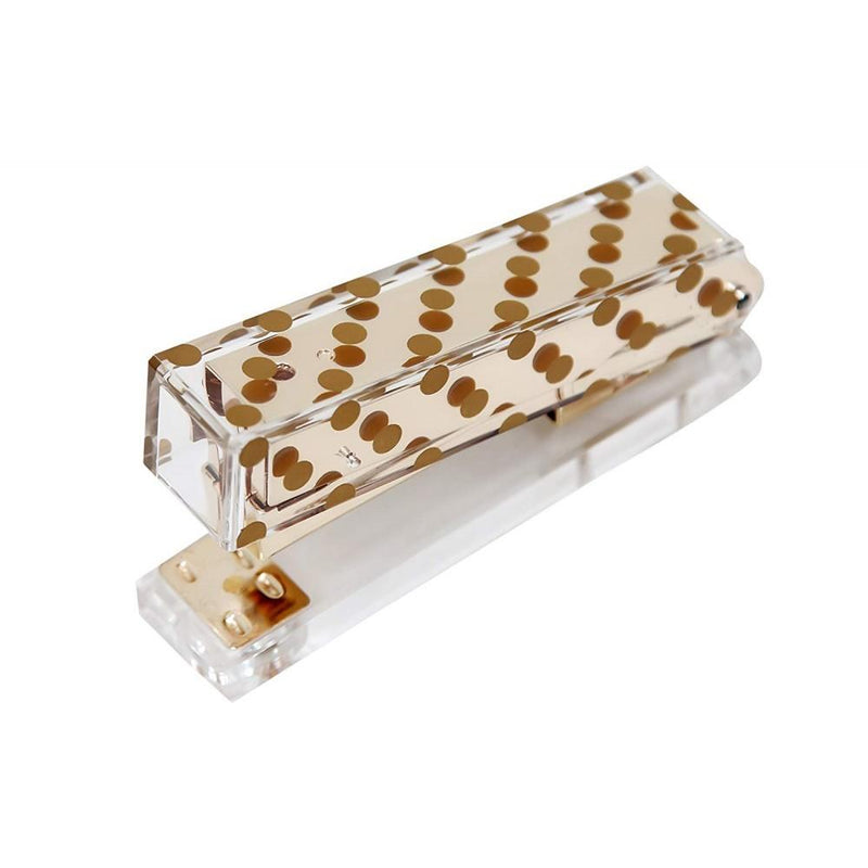 Acrylic & Gold Stapler by Hamster London - A Classic Modern Design to Brighten Up Your Desk – Elegant Office Desk Accessory (Polka Dot)