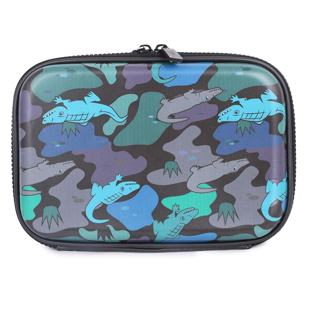 Hamster London Stylish Large Capacity Hardtop EVA Hardtop Pencil Case Organizer School Pen Holder Pouch Multipurpose (Alligator Black)