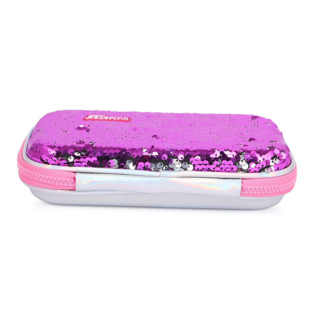HAMSTER LONDON Eva Reversible Sequence Pouch BLUE & LIGHT PINK GLITTER
