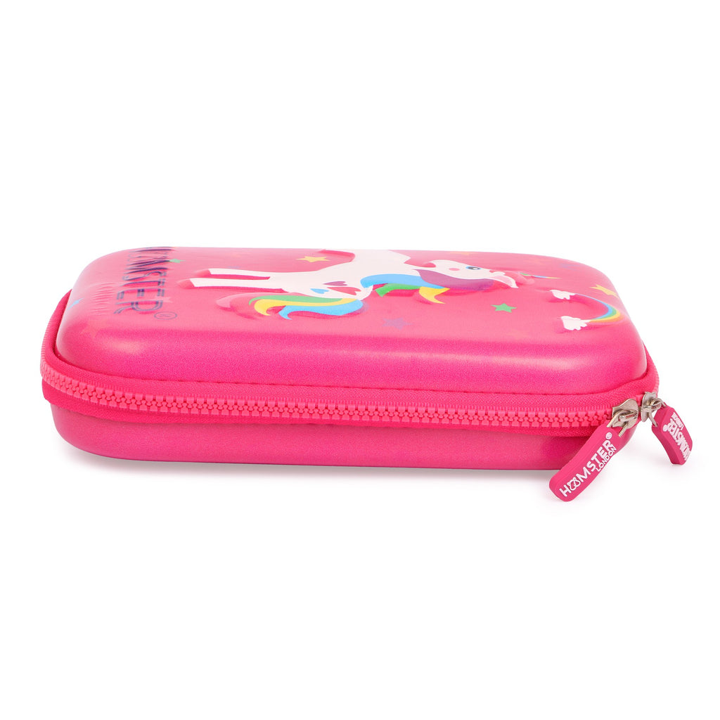 Hamster Hardtop Pencil Case Organiser School Pen Holder Pouch Multipurpose Unicorn Pink