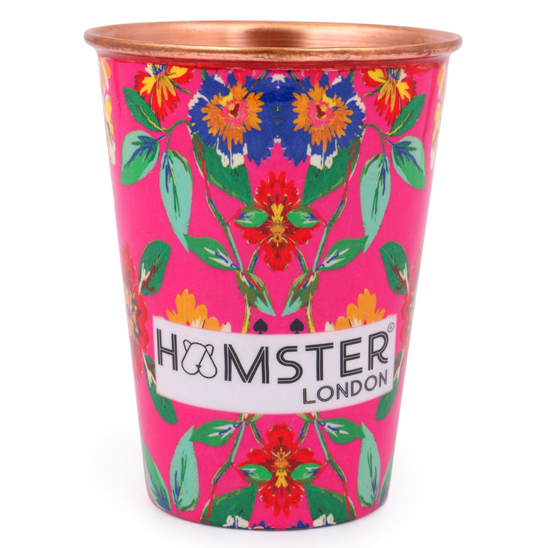 Hamster London Pure Copper Glass Tumbler, Drinkware, 400 ML (Pink)