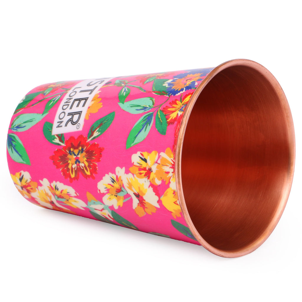 Hamster London Pure Copper Glass Tumbler, Drinkware, 400 ML (Pink)