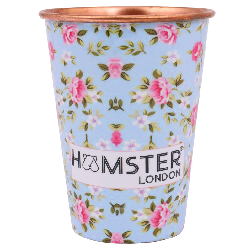 Hamster London Pure Copper Glass Tumbler, Drinkware, 400 ML (Light Blue)
