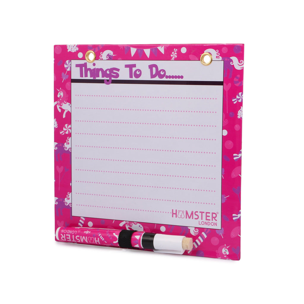 Hamster London Magnetic White Board - Dry, Erase. Can Be Stuck On Refrigerator Or Any Metal Surface,Good Gift for Any Occasion (Unicorn Hot Pink)