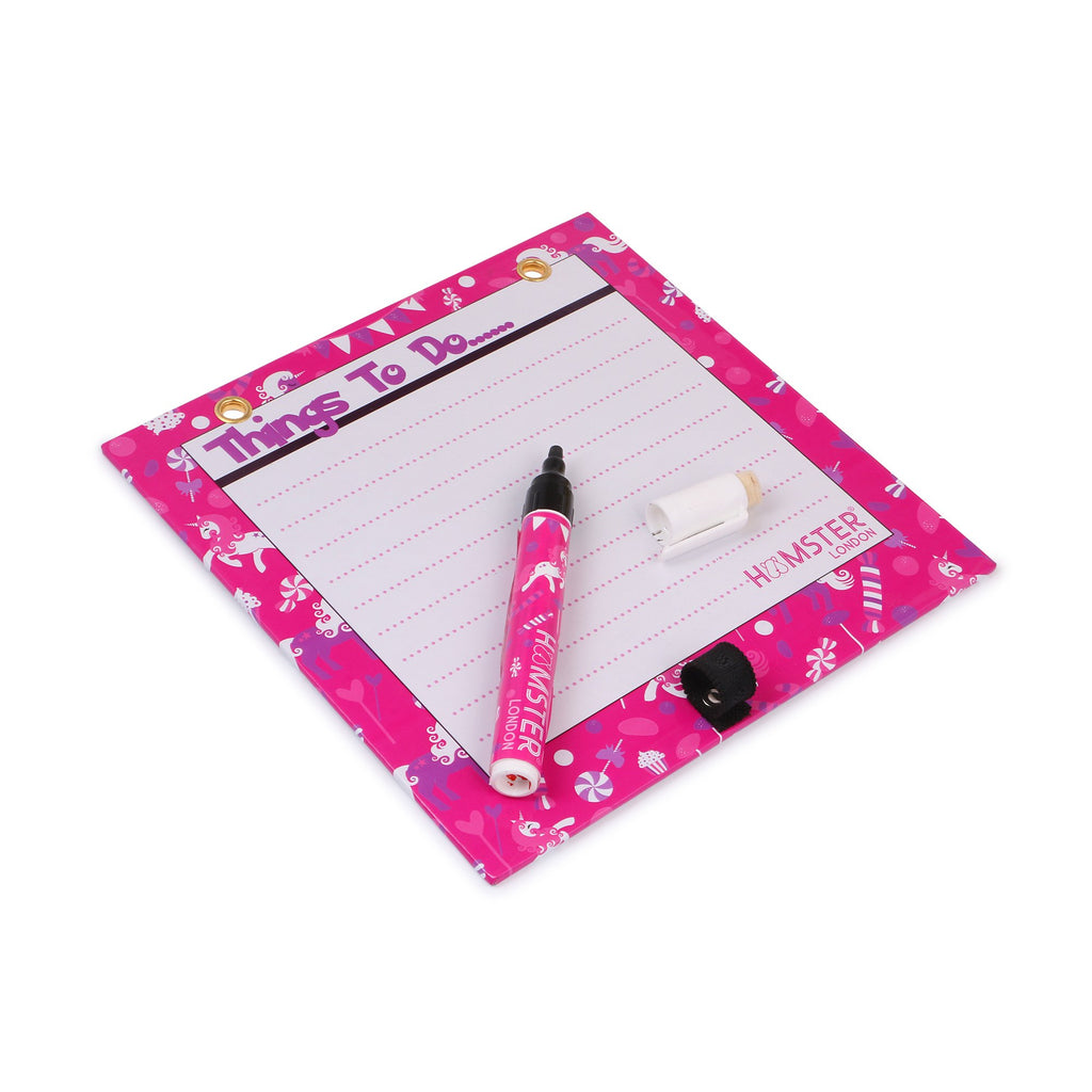 Hamster London Magnetic White Board - Dry, Erase. Can Be Stuck On Refrigerator Or Any Metal Surface,Good Gift for Any Occasion (Unicorn Hot Pink)