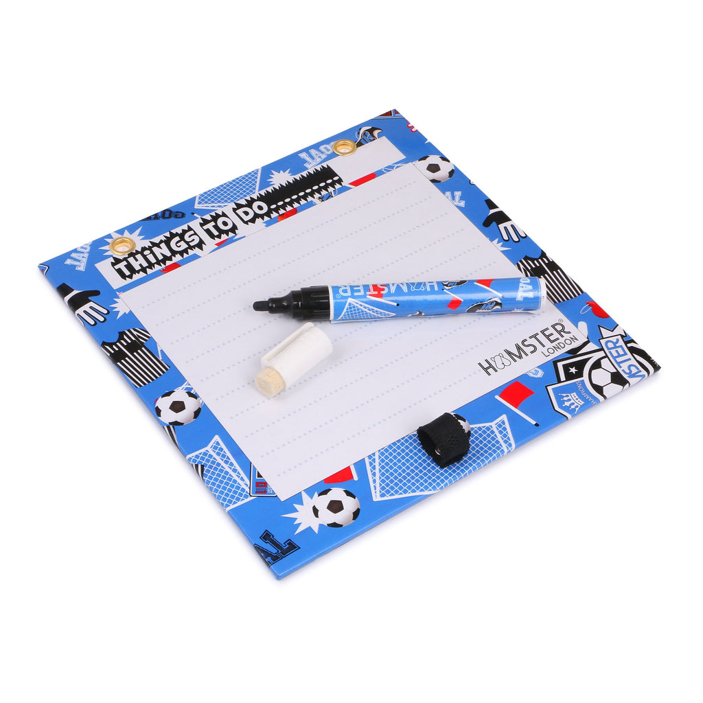 Hamster London Magnetic White Board - Dry, Erase. Can Be Stuck On Refrigerator Or Any Metal Surface,Good Gift for Any Occasion (Football Blue)