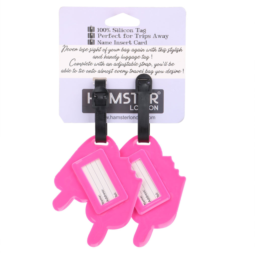 HAMSTER LONDON PINK LOLLI SET OF 2 LUGGAGE TAGS