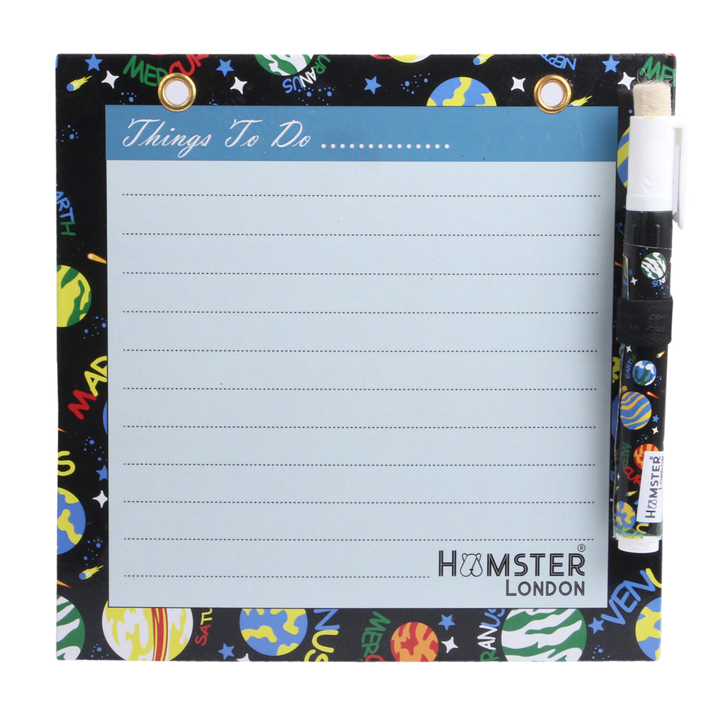 Hamster London Magnetic White Board - Dry, Erase. Can Be Stuck On Refrigerator Or Any Metal Surface,Good Gift for Any Occasion (planets)