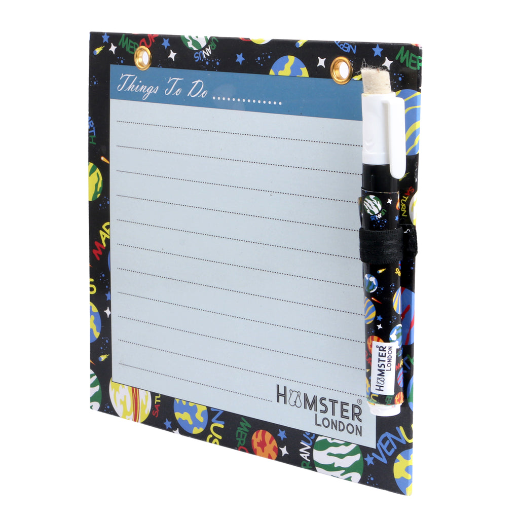 Hamster London Magnetic White Board - Dry, Erase. Can Be Stuck On Refrigerator Or Any Metal Surface,Good Gift for Any Occasion (planets)