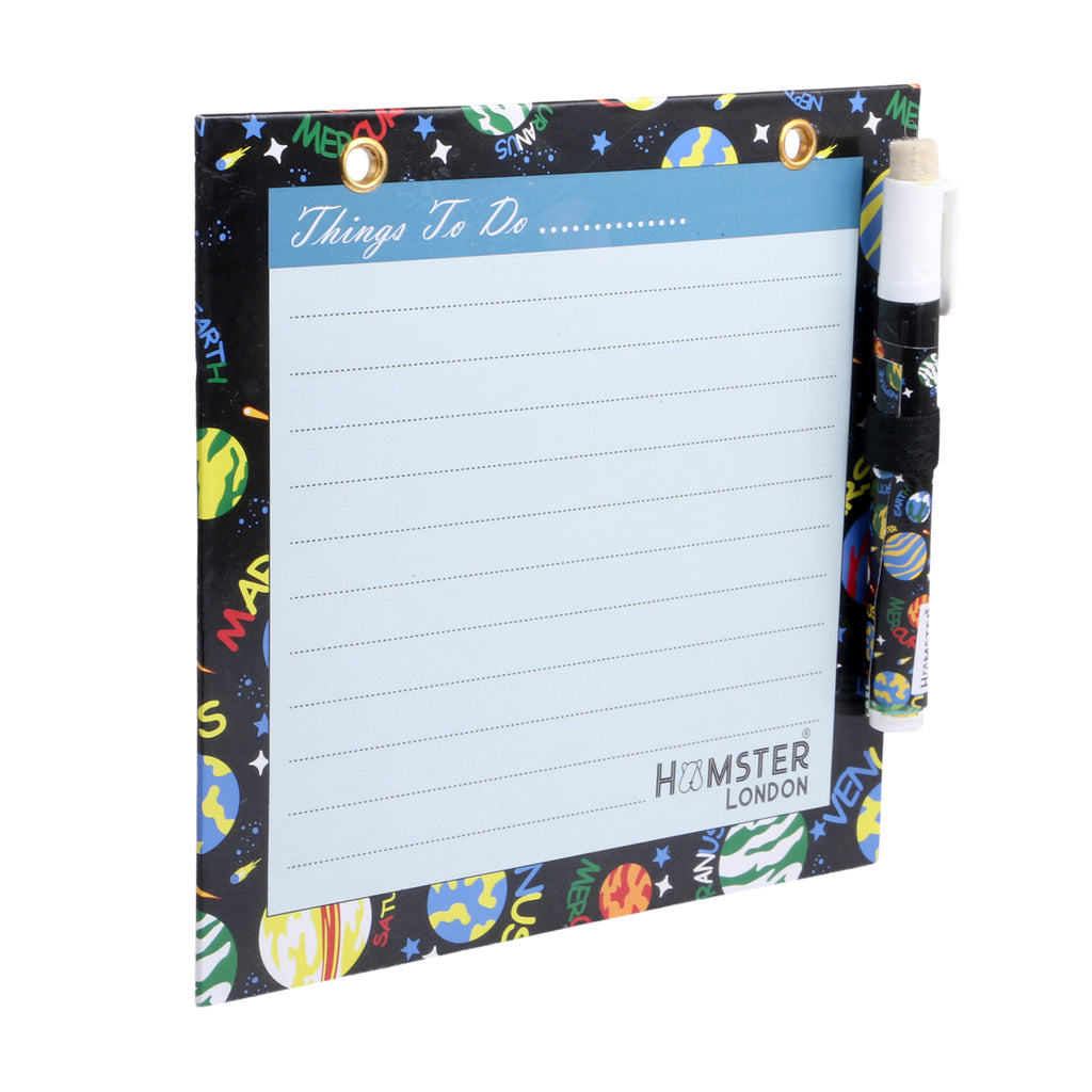 Hamster London Magnetic White Board - Dry, Erase. Can Be Stuck On Refrigerator Or Any Metal Surface,Good Gift for Any Occasion (planets)