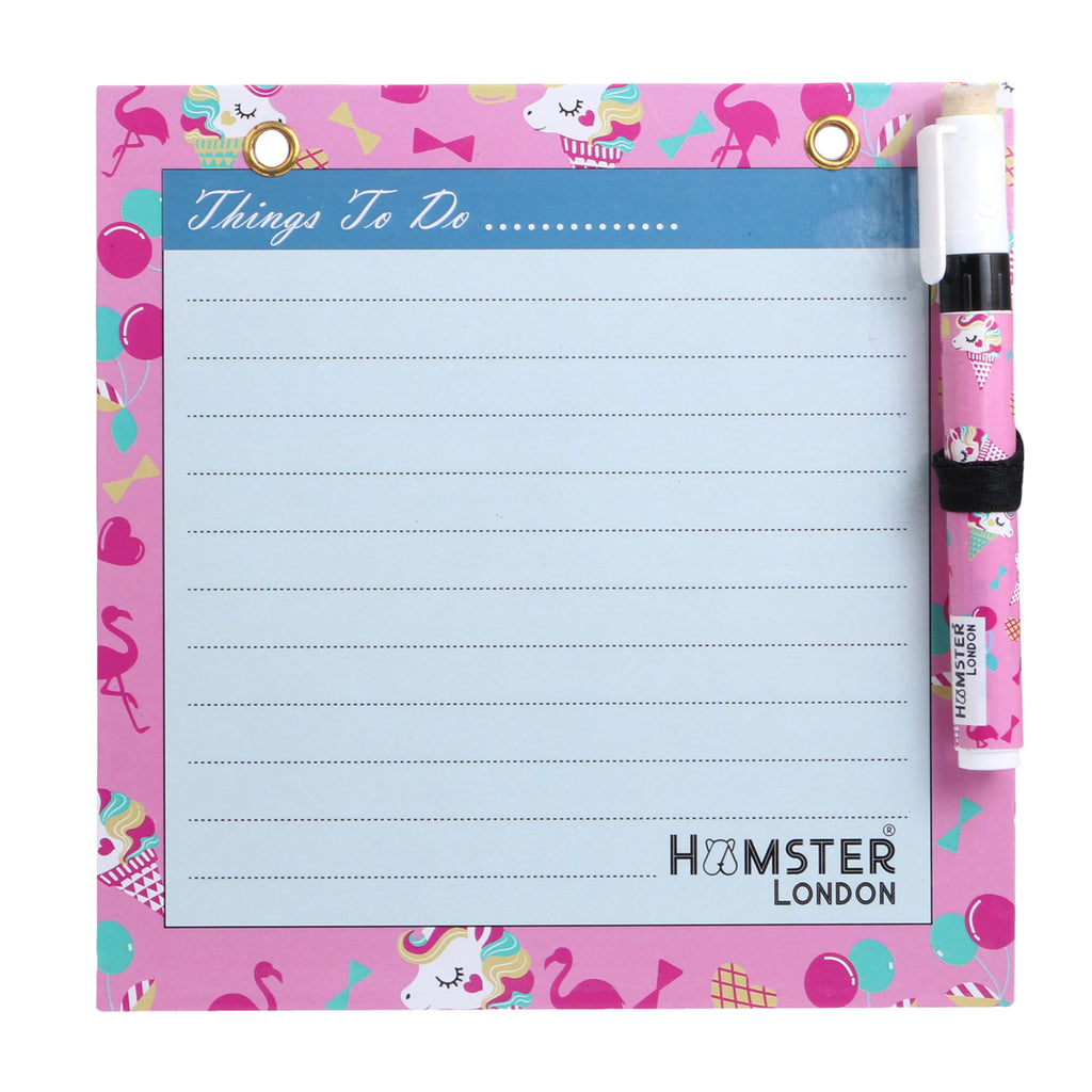 Hamster London Magnetic White Board - Dry, Erase. Can Be Stuck On Refrigerator Or Any Metal Surface,Good Gift for Any Occasion (cupcake unicorn flamingo)
