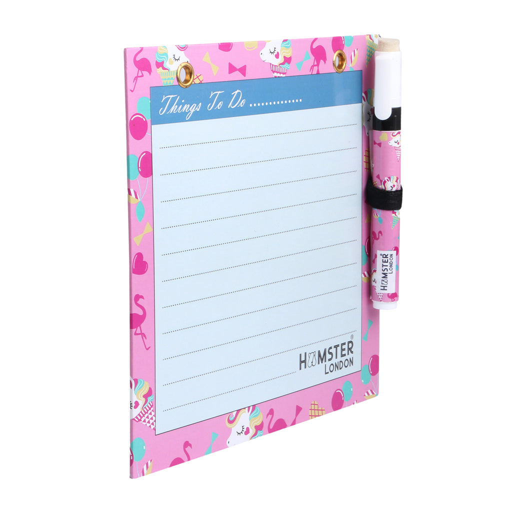 Hamster London Magnetic White Board - Dry, Erase. Can Be Stuck On Refrigerator Or Any Metal Surface,Good Gift for Any Occasion (cupcake unicorn flamingo)