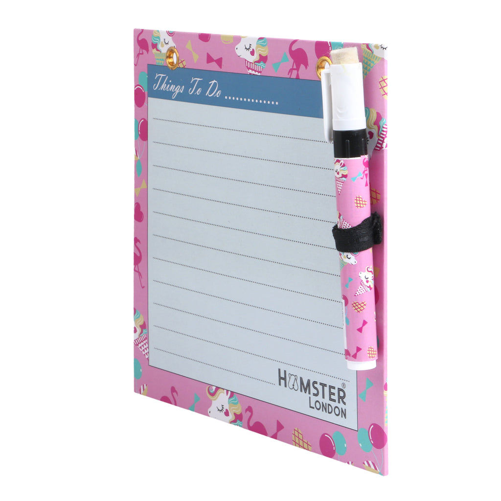 Hamster London Magnetic White Board - Dry, Erase. Can Be Stuck On Refrigerator Or Any Metal Surface,Good Gift for Any Occasion (cupcake unicorn flamingo)