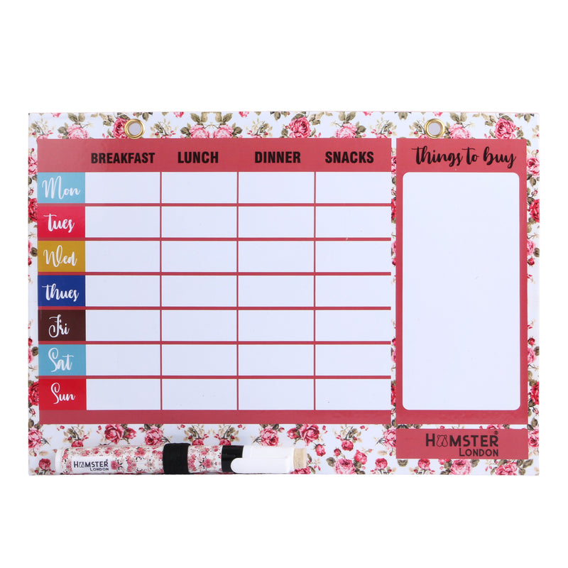 Hamster London Magnetic White Board - Dry, Erase. Can Be Stuck On Refrigerator Or Any Metal Surface,Good Gift for Any Occasion ( MEAL PLANER)
