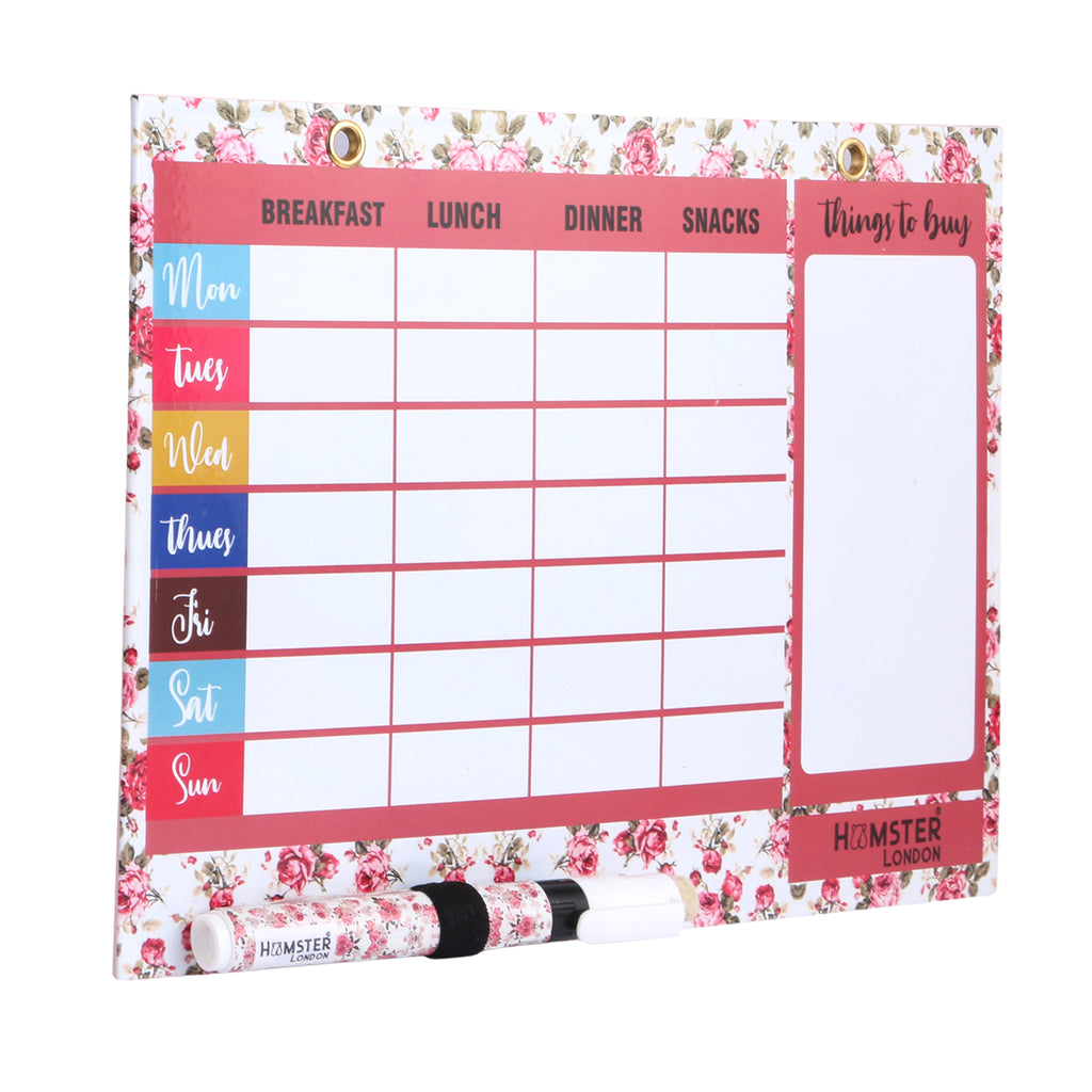 Hamster London Magnetic White Board - Dry, Erase. Can Be Stuck On Refrigerator Or Any Metal Surface,Good Gift for Any Occasion ( MEAL PLANER)