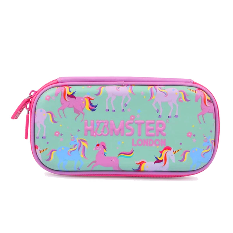Hamster London Stylish Small Hardtop EVA Hardtop Pencil Case Organizer School Pen Holder Pouch Multipurpose (Unicorn Pink)