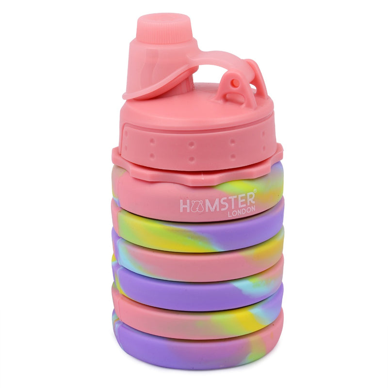 Hamster London Silicone Expandable and Foldable Water Bottle for Kids 500ml (Pink)