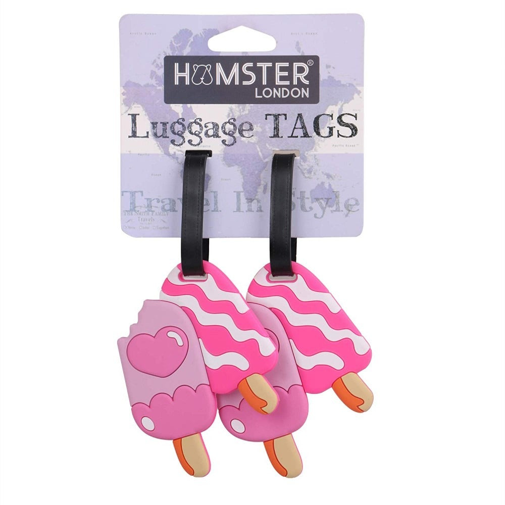 HAMSTER LONDON PINK LOLLI SET OF 2 LUGGAGE TAGS