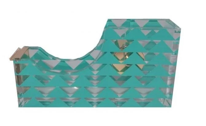 Hamster London Acrylic & Gold Tape Dispenser Classic Design to Brighten Up Your Desk and Office (Green Triangle)