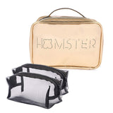 Hamster London Gold Multipurpose Cosmetic Makeup Case with Two Black Mesh Pouch Inside