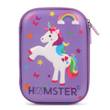 Hamster Hardtop Pencil Case Organiser School Pen Holder Pouch Multipurpose Unicorn Purple