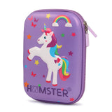 Hamster Hardtop Pencil Case Organiser School Pen Holder Pouch Multipurpose Unicorn Purple