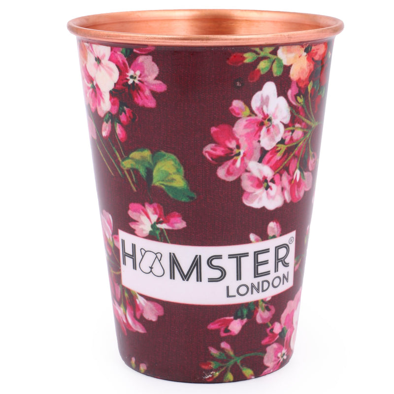Hamster London Pure Copper Glass Tumbler, Drinkware, 400 ML (Maroon)