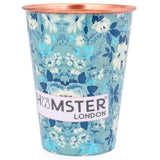 Hamster London Pure Copper Glass Tumbler, Drinkware, 400 ML (Blue Floral)