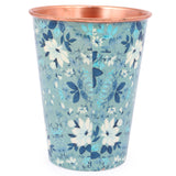 Hamster London Pure Copper Glass Tumbler, Drinkware, 400 ML (Blue Floral)