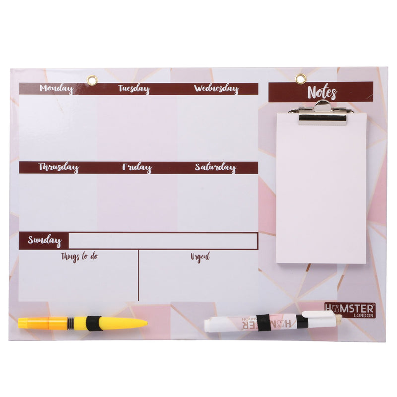 Hamster London Magnetic Erasable White Board Planner with Memo Pad, Lead Mechanical Pencil with Erasable Marker (Abstract)