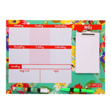 Hamster London Magnetic Erasable White Board Planner with Memo Pad, Lead Mechanical Pencil with Erasable Marker (Floral Green)