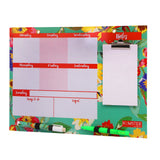 Hamster London Magnetic Erasable White Board Planner with Memo Pad, Lead Mechanical Pencil with Erasable Marker (Floral Green)