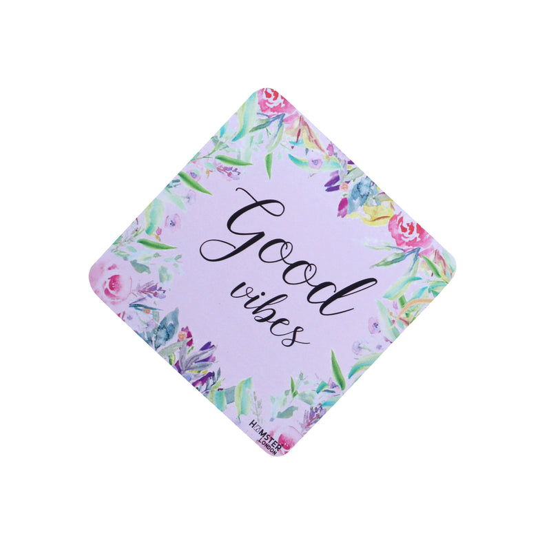 Hamster London Wooden Coasters for Home Set of 6 (good vibes)