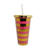 HAMSTER Large Straw Sipper 900 ml (Pink Golden Stripe)